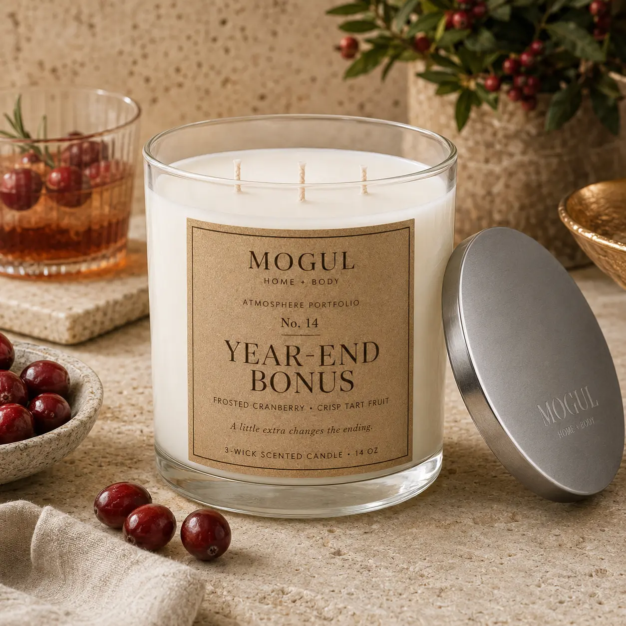 Year-End Bonus — 3-Wick Scented Candle by MOGUL HOME + BODY