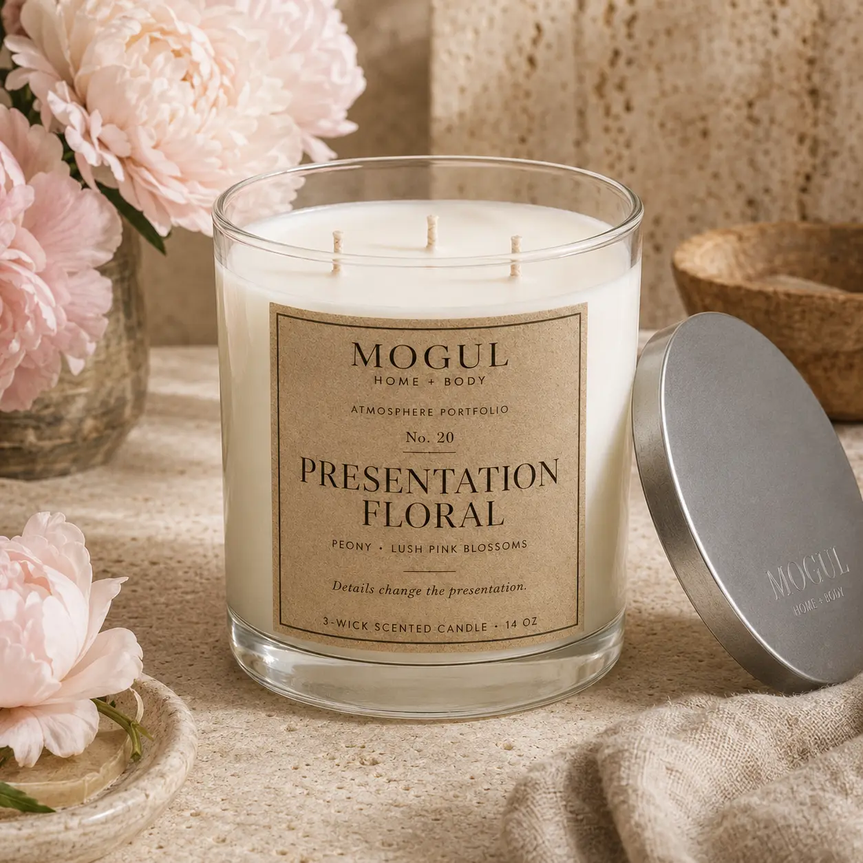 Presentation Floral — 3-Wick Scented Candle by MOGUL HOME + BODY