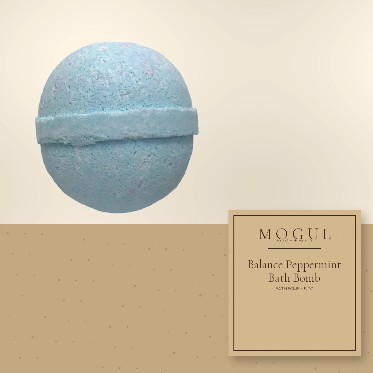 Balance Peppermint Bath Bomb Bath Bomb, 5 oz — packaging concept with MOGUL HOME + BODY kraft label