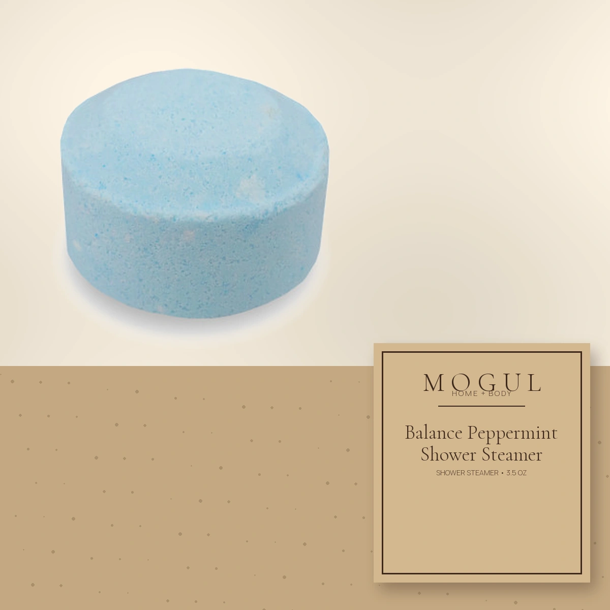 Balance Peppermint Shower Steamer Shower Steamer, 3.5 oz — packaging concept with MOGUL HOME + BODY kraft label