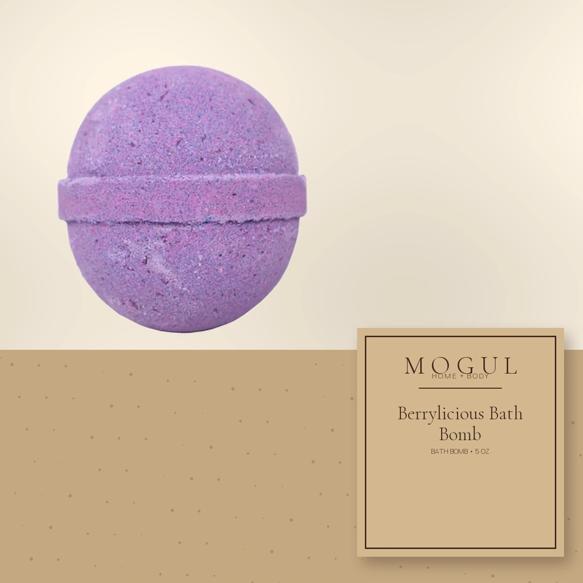 Berrylicious Bath Bomb Bath Bomb, 5 oz — packaging concept with MOGUL HOME + BODY kraft label