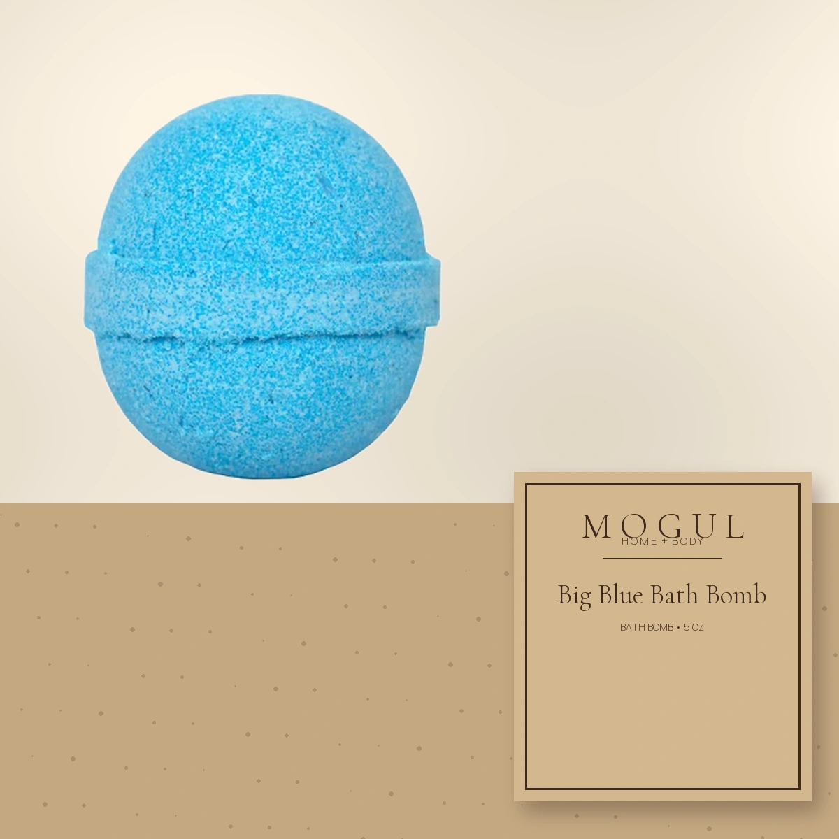 Big Blue Bath Bomb Bath Bomb, 5 oz — packaging concept with MOGUL HOME + BODY kraft label