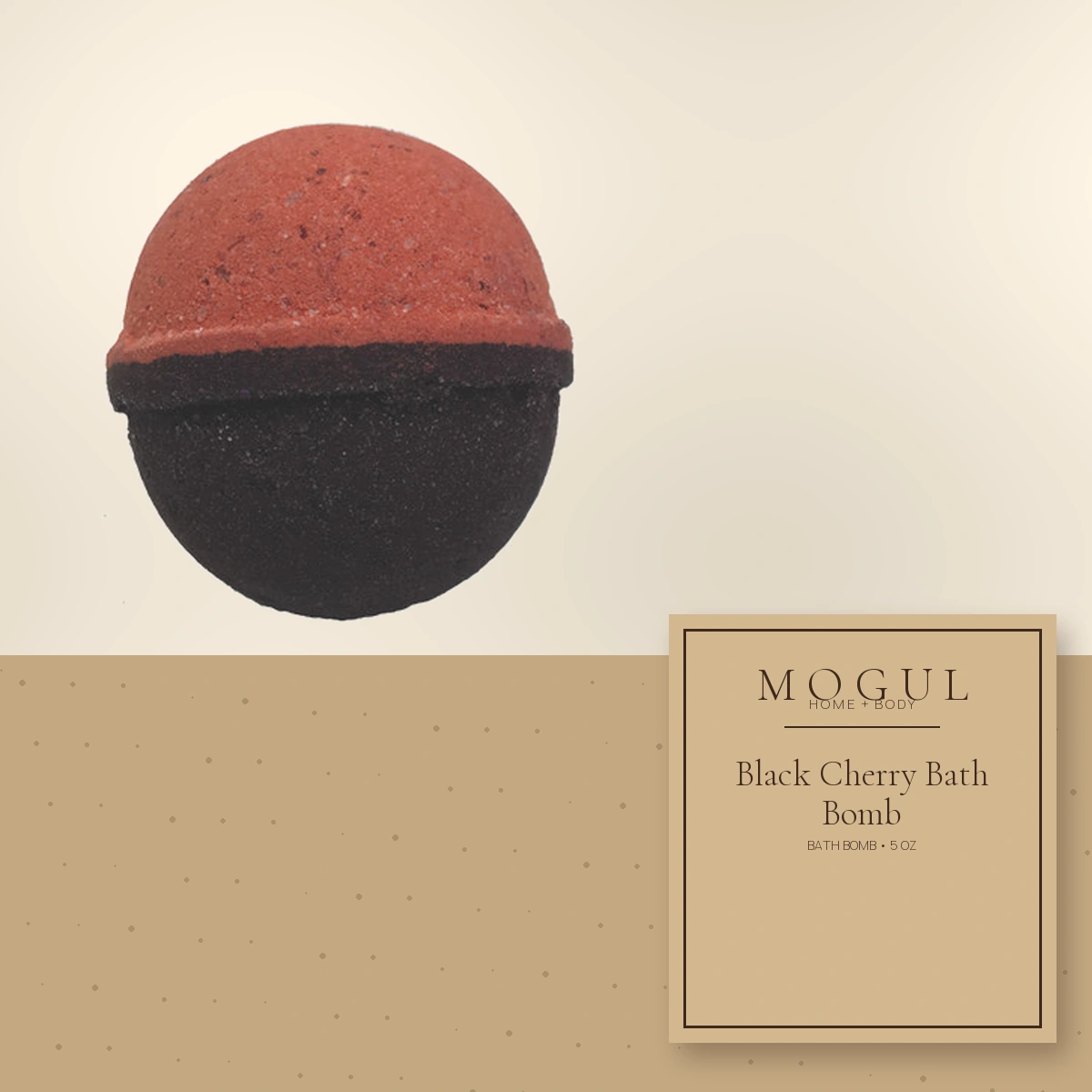 Black Cherry Bath Bomb Bath Bomb, 5 oz — packaging concept with MOGUL HOME + BODY kraft label