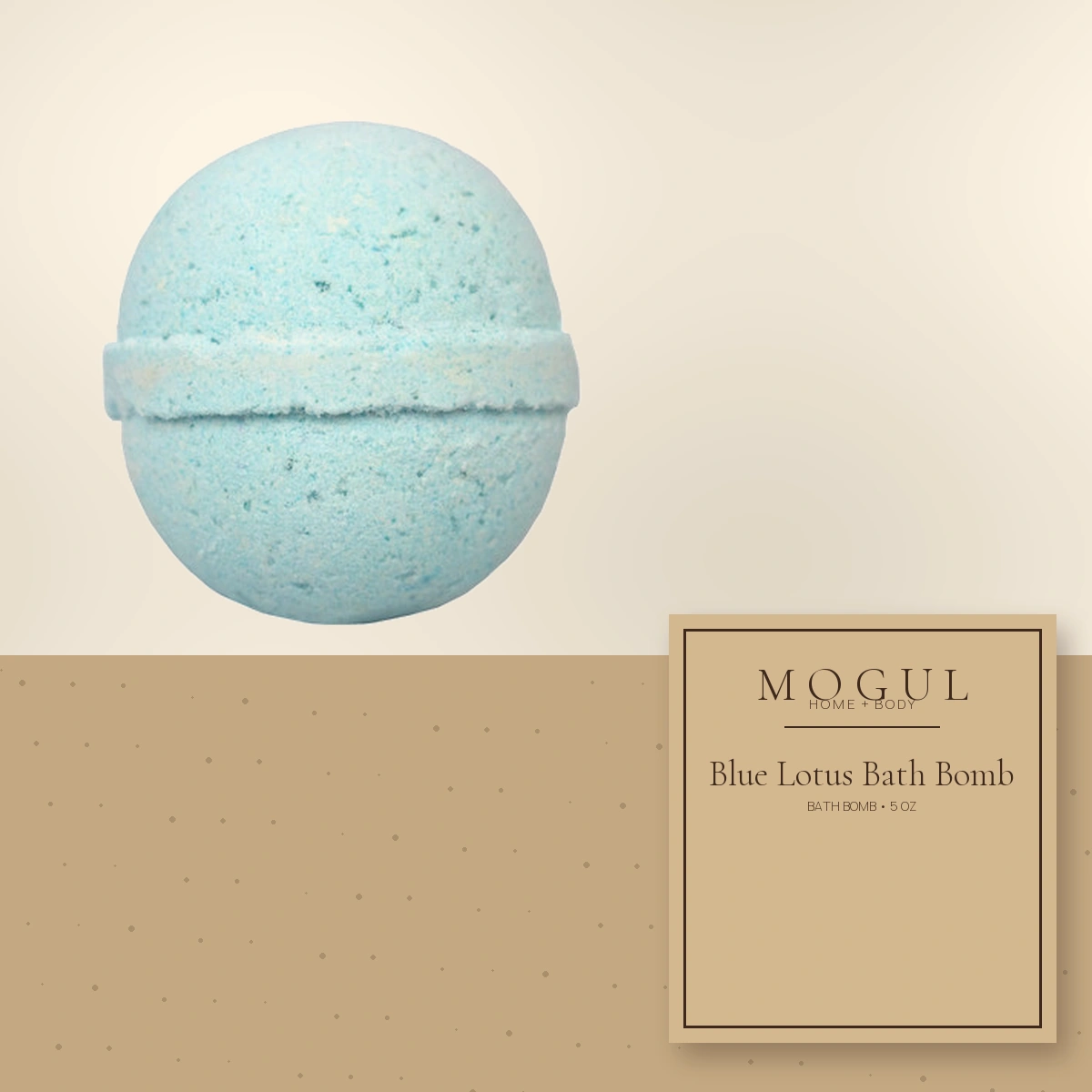 Blue Lotus Bath Bomb Bath Bomb, 5 oz — packaging concept with MOGUL HOME + BODY kraft label