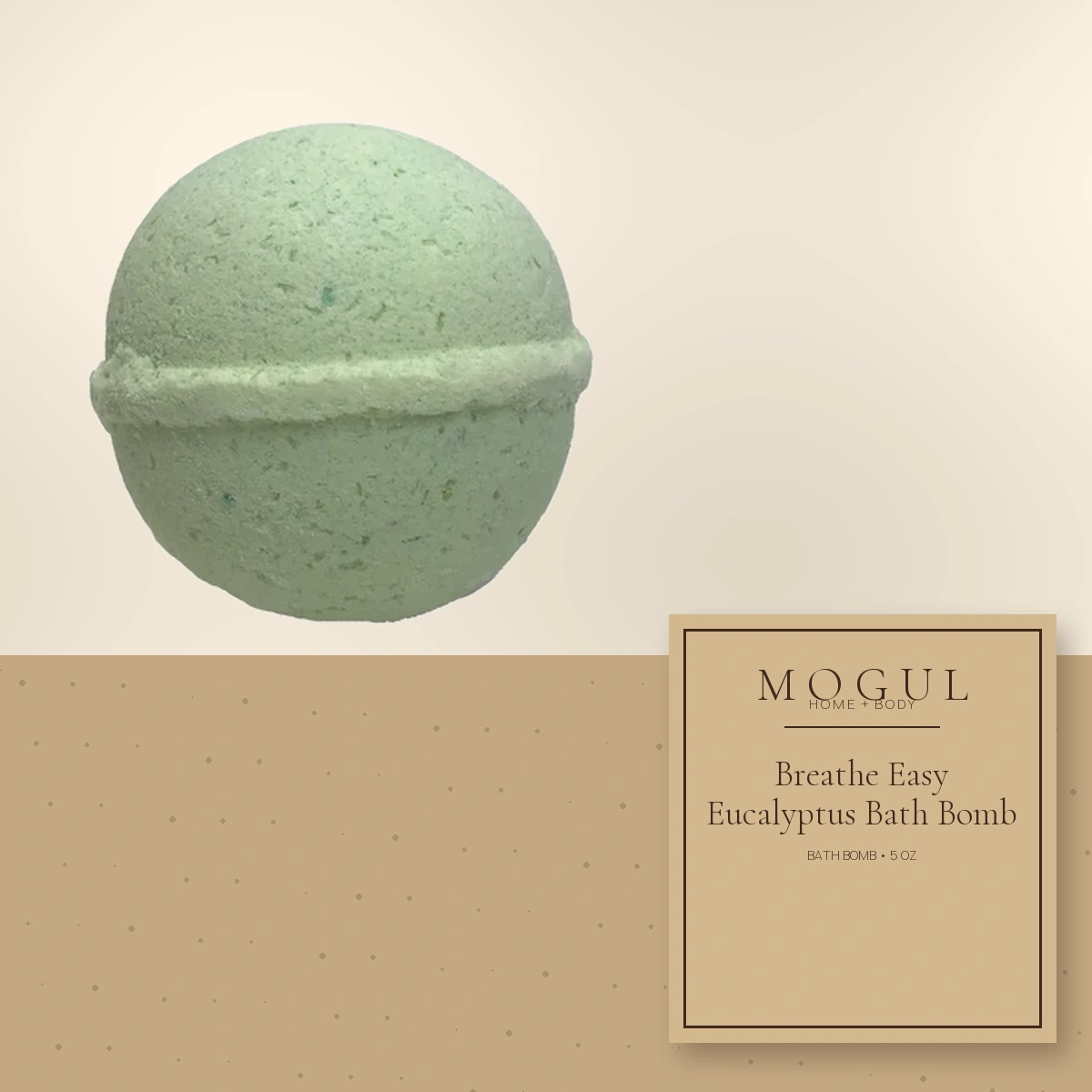 Breathe Easy Eucalyptus Bath Bomb Bath Bomb, 5 oz — packaging concept with MOGUL HOME + BODY kraft label