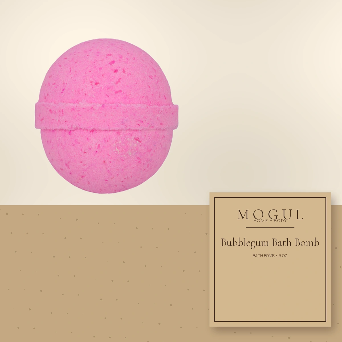 Bubblegum Bath Bomb Bath Bomb, 5 oz — packaging concept with MOGUL HOME + BODY kraft label