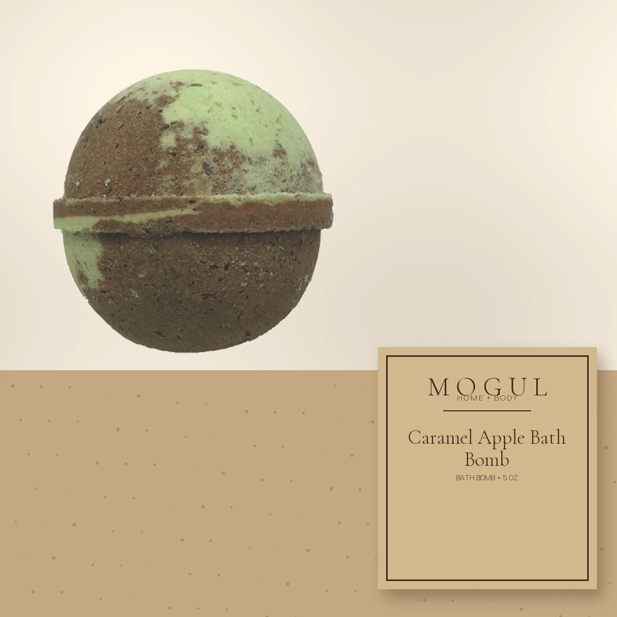 Caramel Apple Bath Bomb Bath Bomb, 5 oz — packaging concept with MOGUL HOME + BODY kraft label