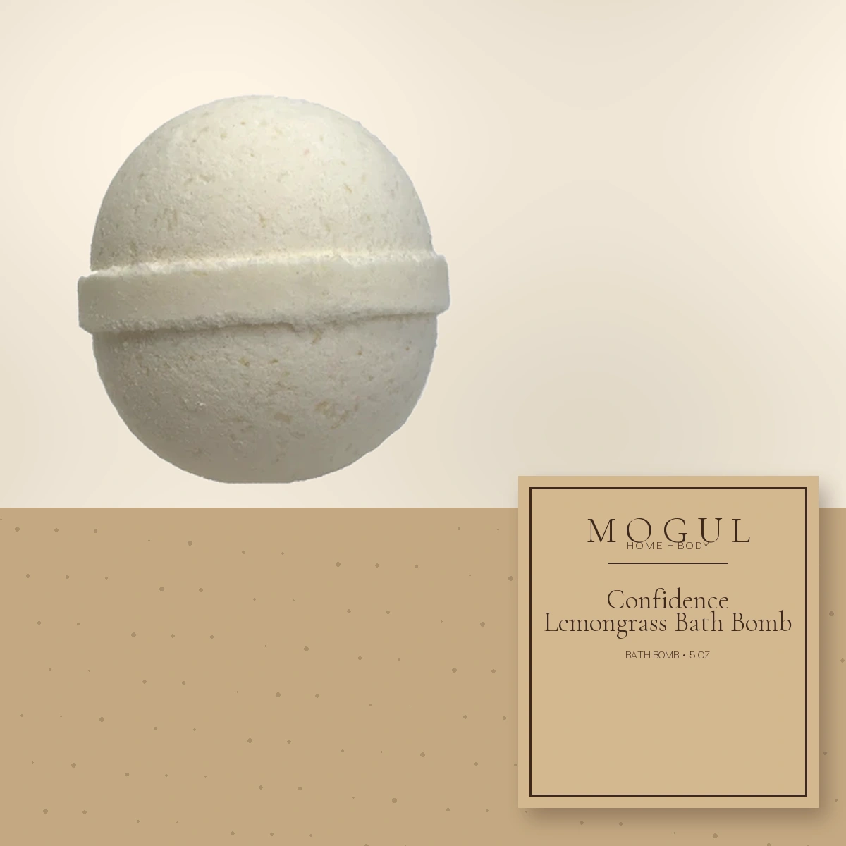 Confidence Lemongrass Bath Bomb Bath Bomb, 5 oz — packaging concept with MOGUL HOME + BODY kraft label
