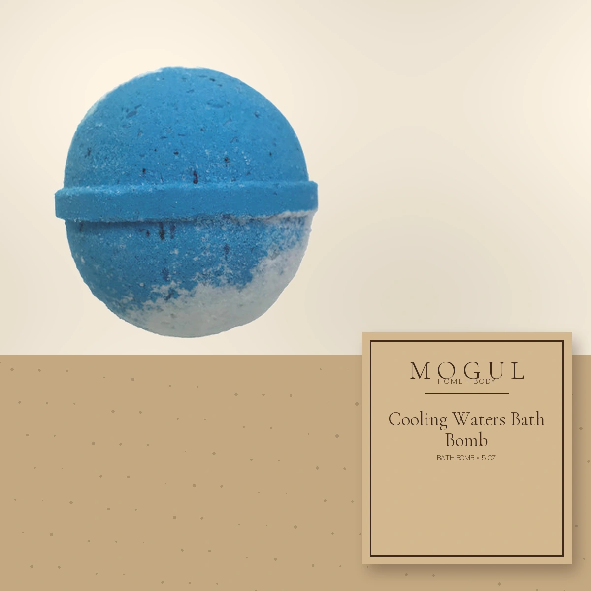 Cooling Waters Bath Bomb Bath Bomb, 5 oz — packaging concept with MOGUL HOME + BODY kraft label