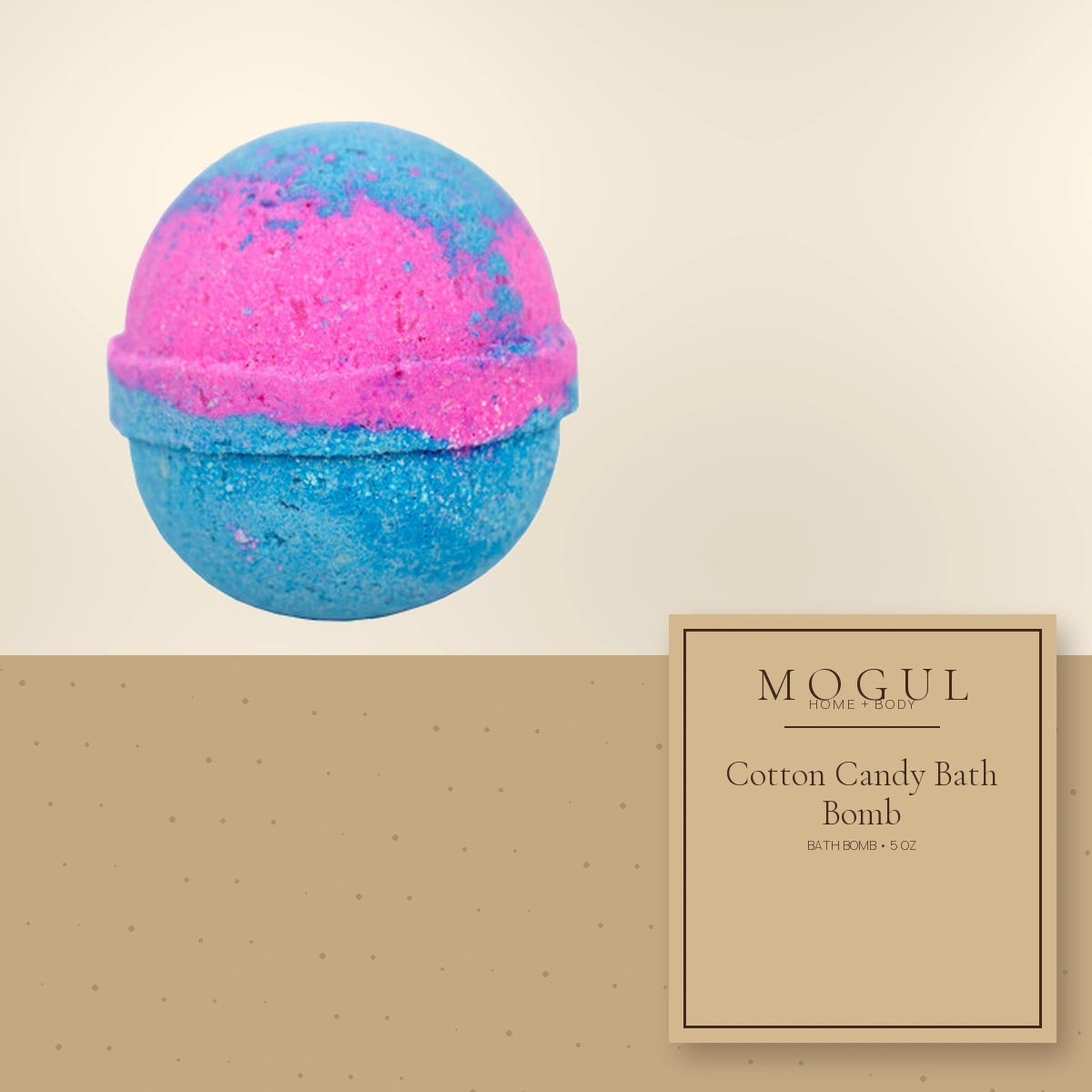 Cotton Candy Bath Bomb Bath Bomb, 5 oz — packaging concept with MOGUL HOME + BODY kraft label