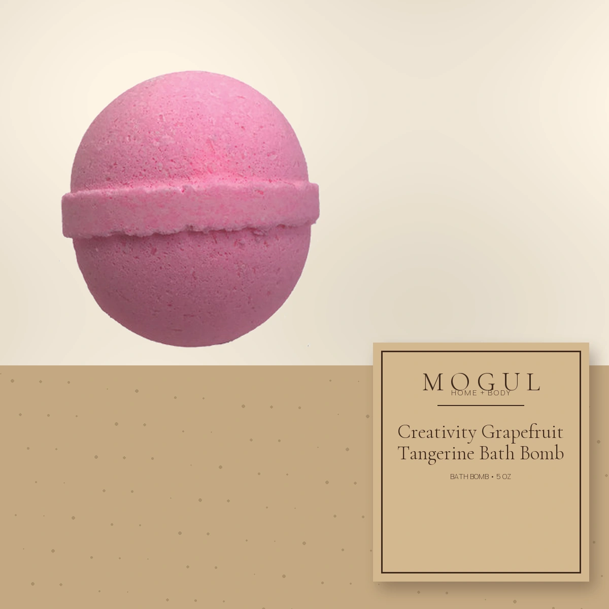 Creativity Grapefruit Tangerine Bath Bomb Bath Bomb, 5 oz — packaging concept with MOGUL HOME + BODY kraft label