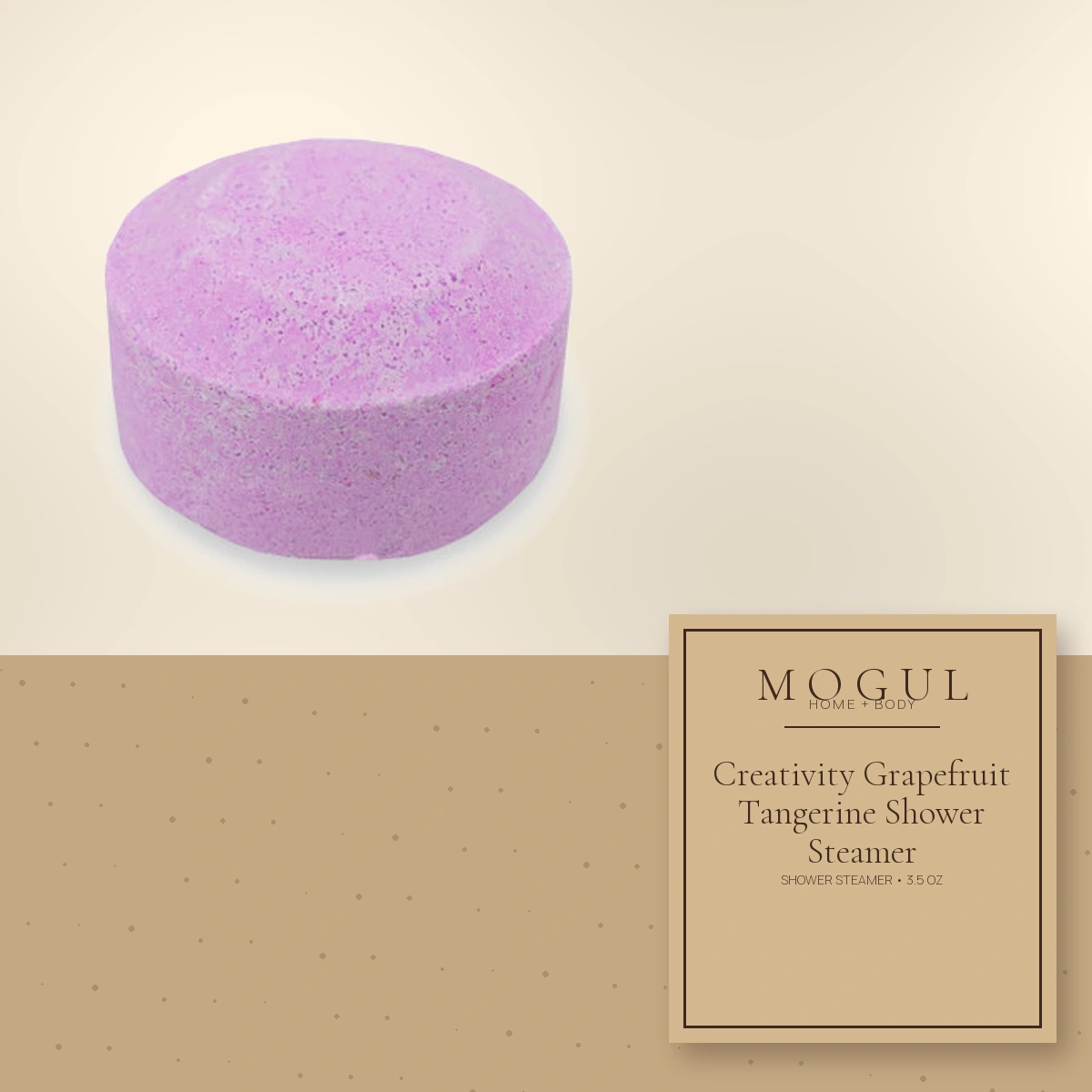 Creativity Grapefruit Tangerine Shower Steamer Shower Steamer, 3.5 oz — packaging concept with MOGUL HOME + BODY kraft label