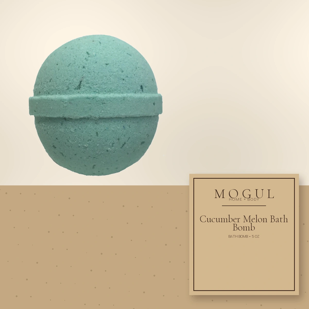 Cucumber Melon Bath Bomb Bath Bomb, 5 oz — packaging concept with MOGUL HOME + BODY kraft label