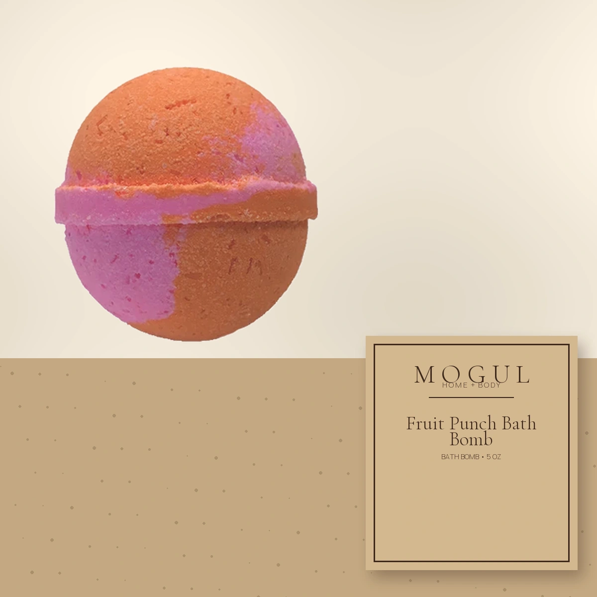 Fruit Punch Bath Bomb Bath Bomb, 5 oz — packaging concept with MOGUL HOME + BODY kraft label