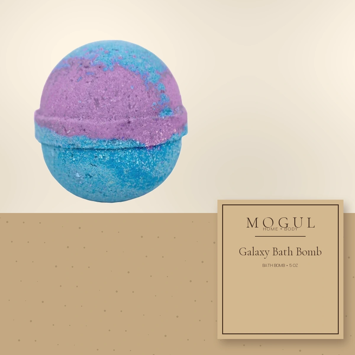Galaxy Bath Bomb Bath Bomb, 5 oz — packaging concept with MOGUL HOME + BODY kraft label