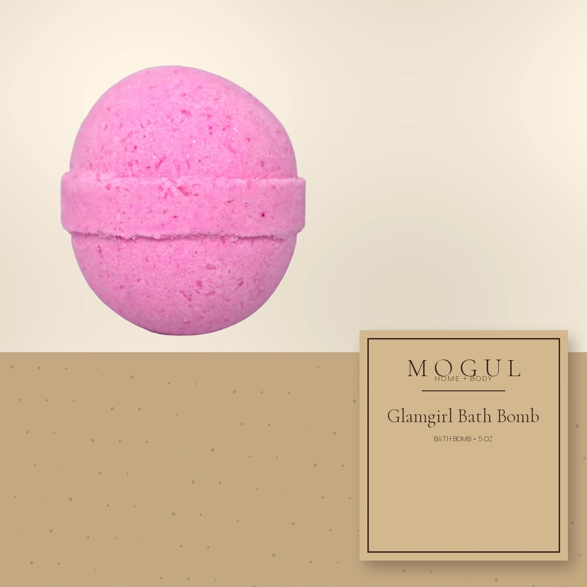 Glamgirl Bath Bomb Bath Bomb, 5 oz — packaging concept with MOGUL HOME + BODY kraft label