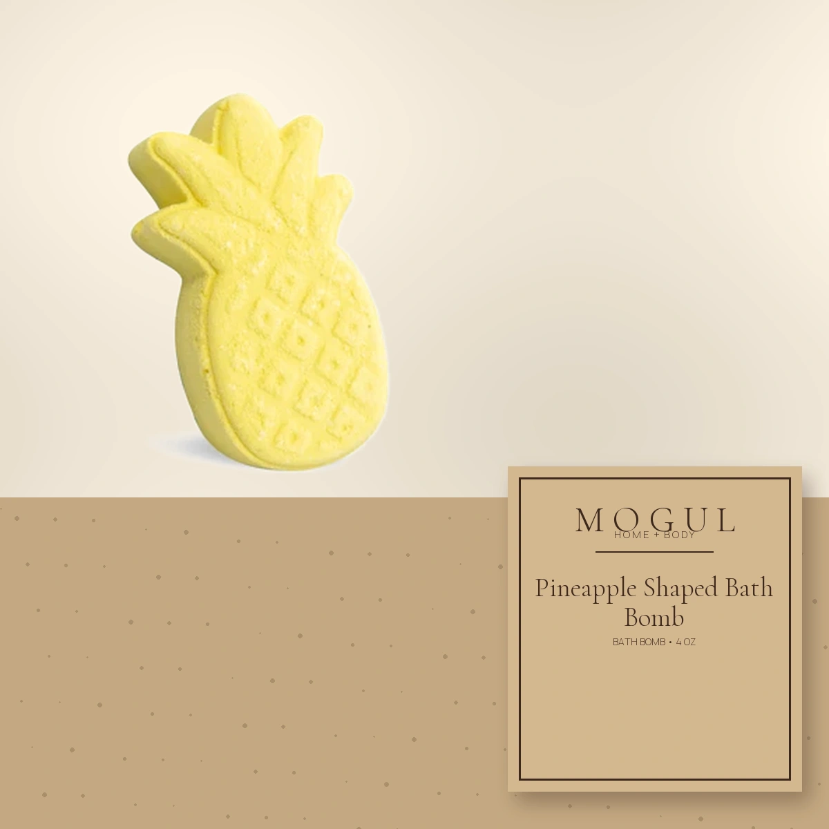 Pineapple Shaped Bath Bomb Bath Bomb, 4 oz — packaging concept with MOGUL HOME + BODY kraft label