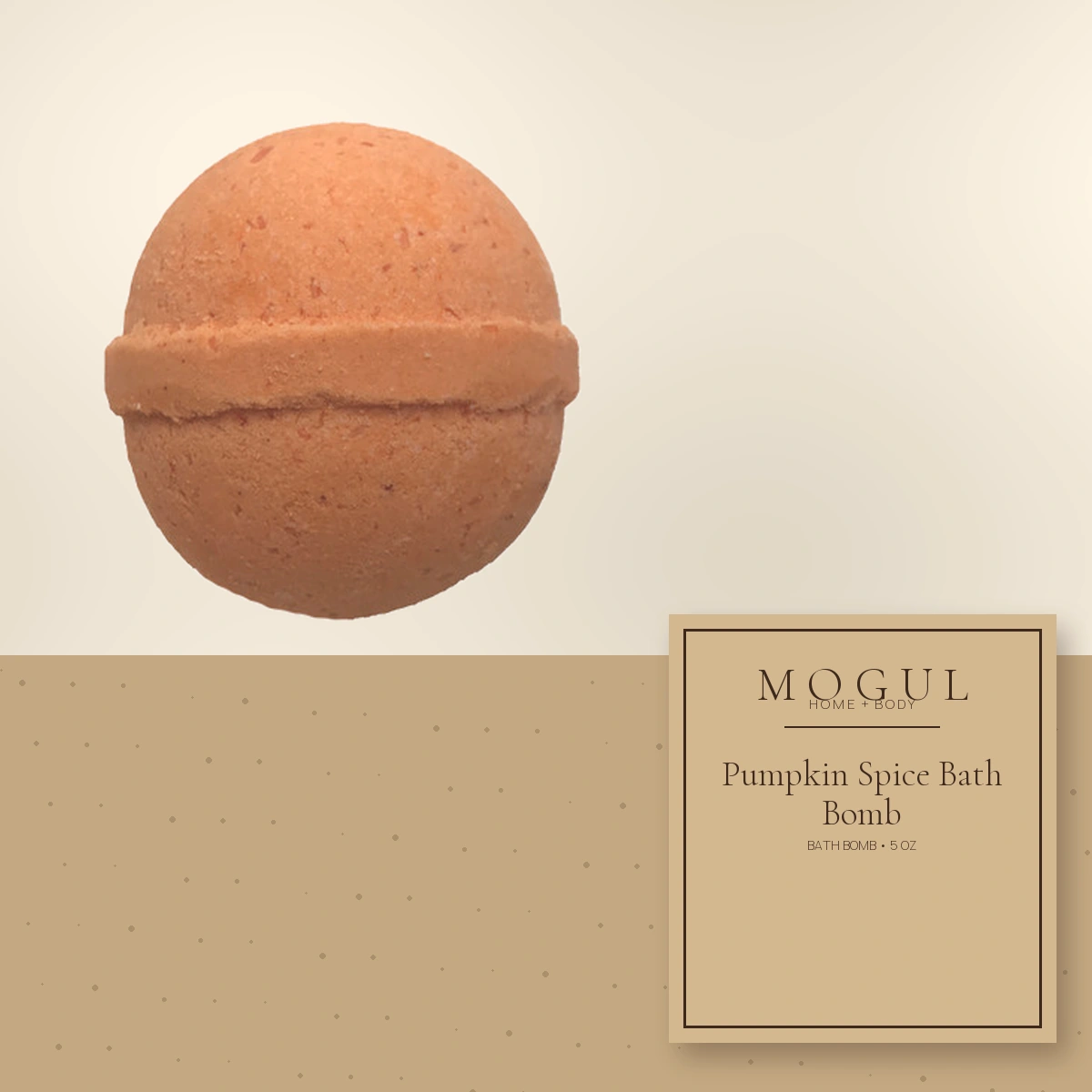 Pumpkin Spice Bath Bomb Bath Bomb, 5 oz — packaging concept with MOGUL HOME + BODY kraft label