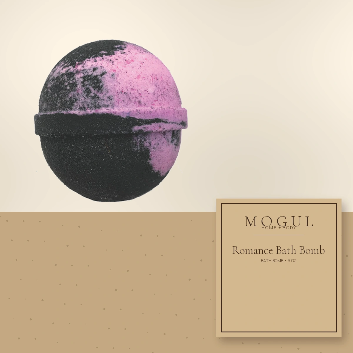 Romance Bath Bomb Bath Bomb, 5 oz — packaging concept with MOGUL HOME + BODY kraft label