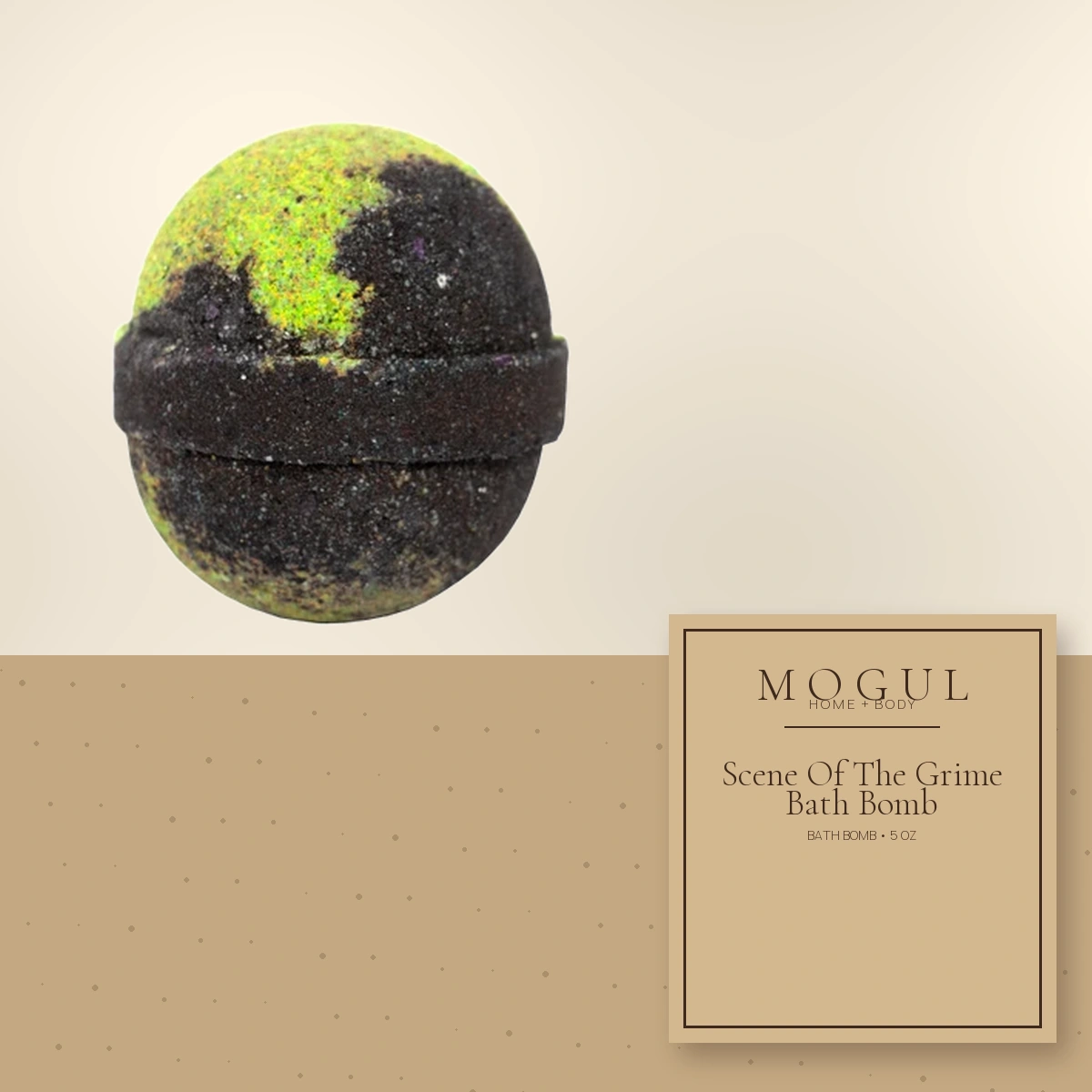 Scene Of The Grime Bath Bomb Bath Bomb, 5 oz — packaging concept with MOGUL HOME + BODY kraft label