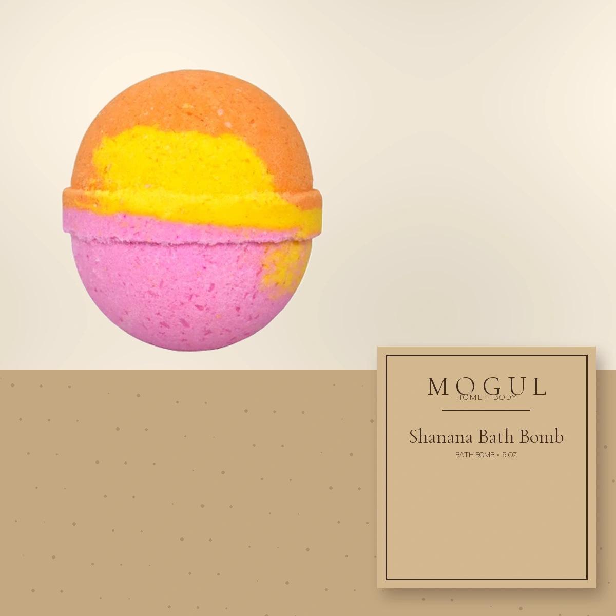 Shanana Bath Bomb Bath Bomb, 5 oz — packaging concept with MOGUL HOME + BODY kraft label
