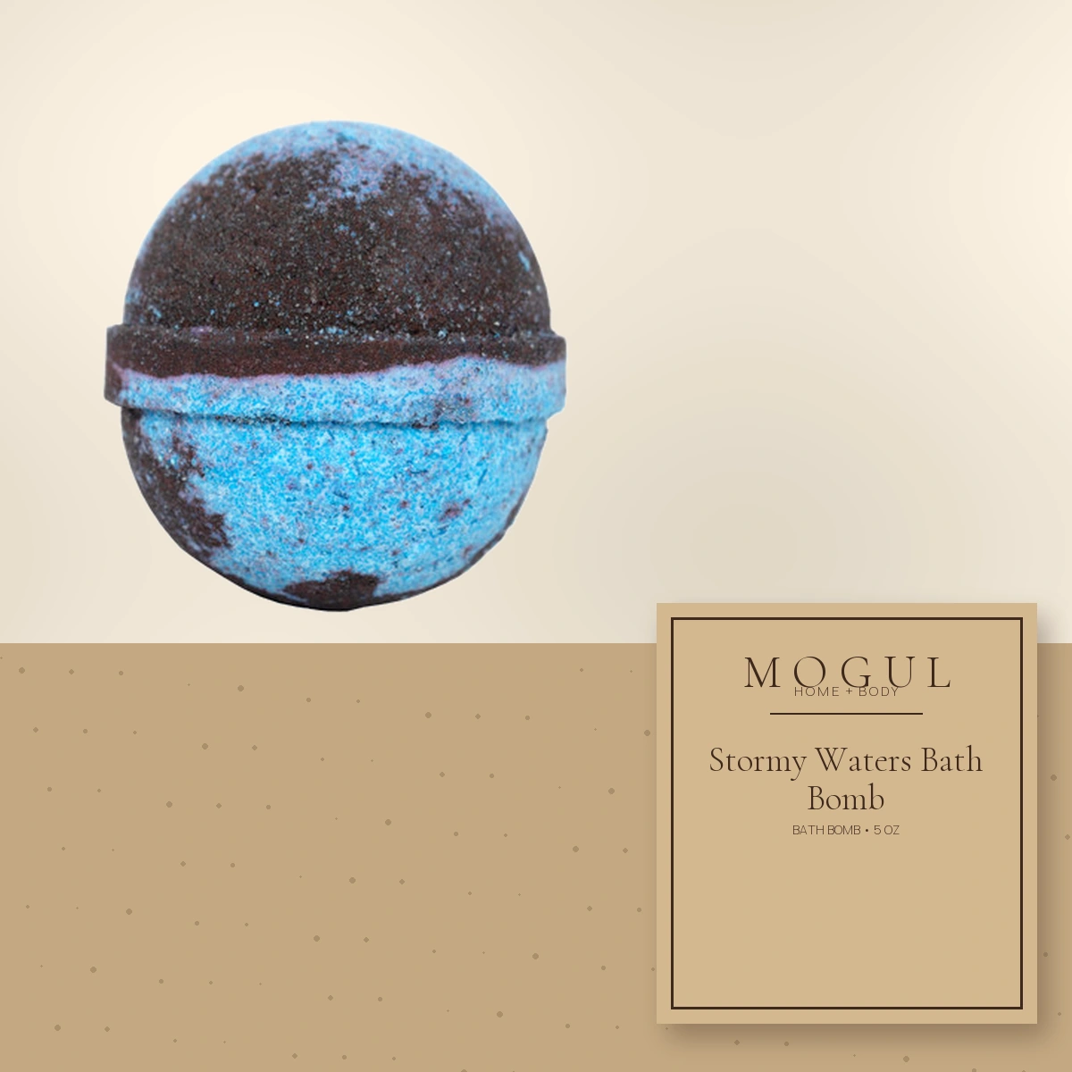 Stormy Waters Bath Bomb Bath Bomb, 5 oz — packaging concept with MOGUL HOME + BODY kraft label