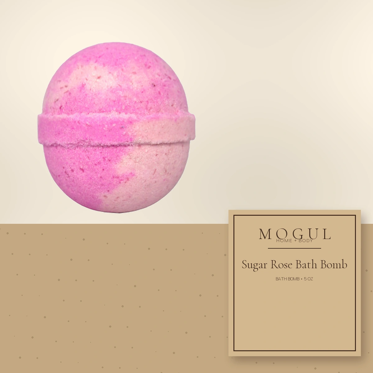 Sugar Rose Bath Bomb Bath Bomb, 5 oz — packaging concept with MOGUL HOME + BODY kraft label
