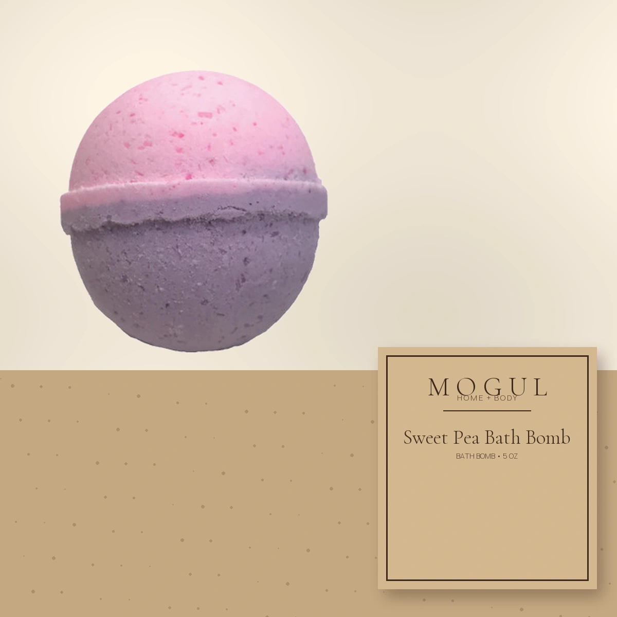 Sweet Pea Bath Bomb Bath Bomb, 5 oz — packaging concept with MOGUL HOME + BODY kraft label